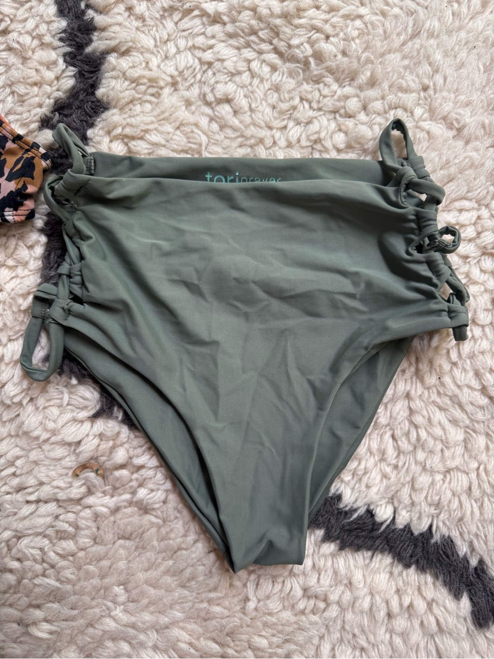 Tori Praver Green pair Bathing suit Bottoms swimsuit boy shorts high waist